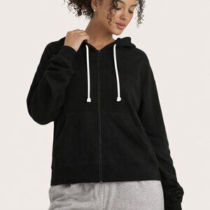 J.Crew Italian Cashmere Zip Hoodie Women S Black 100% Cashmere Knit Sweater